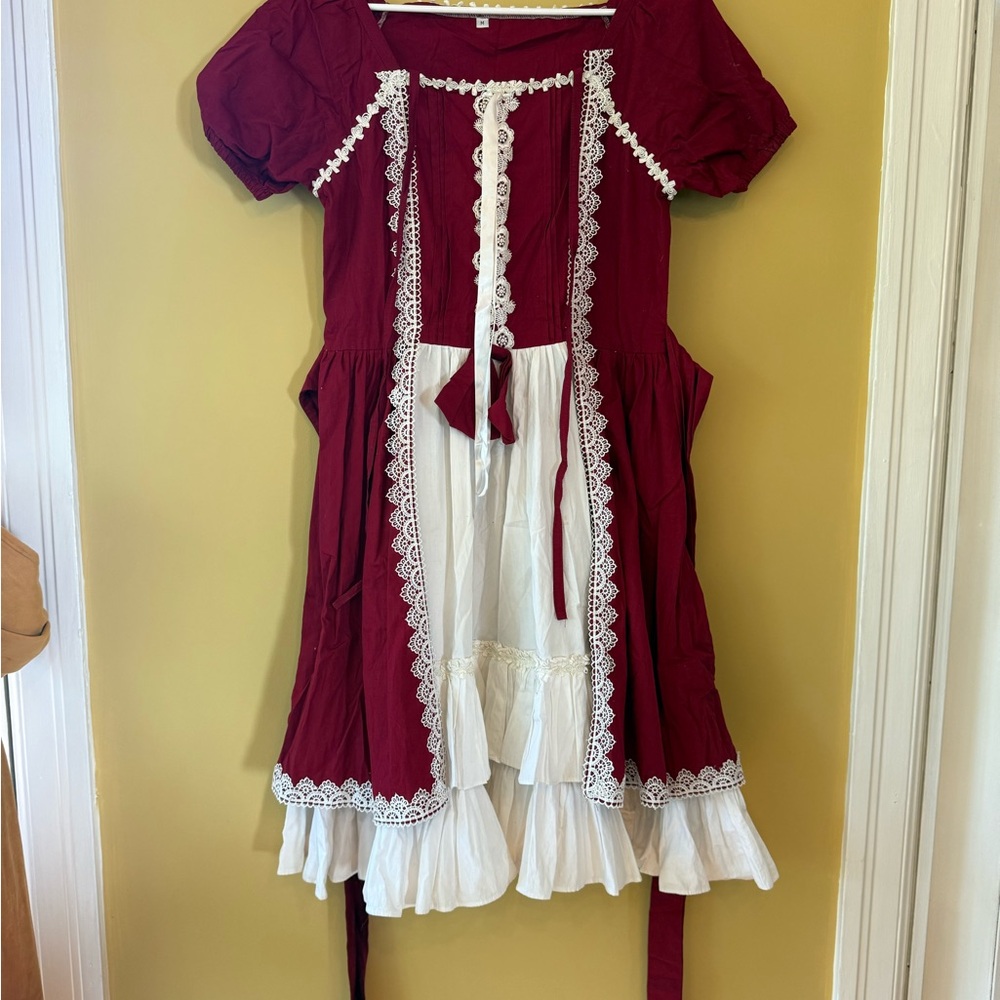 Red and White Lolita Lace Dress